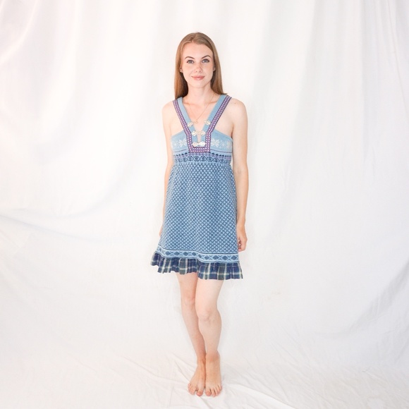 plaid knit mini dress